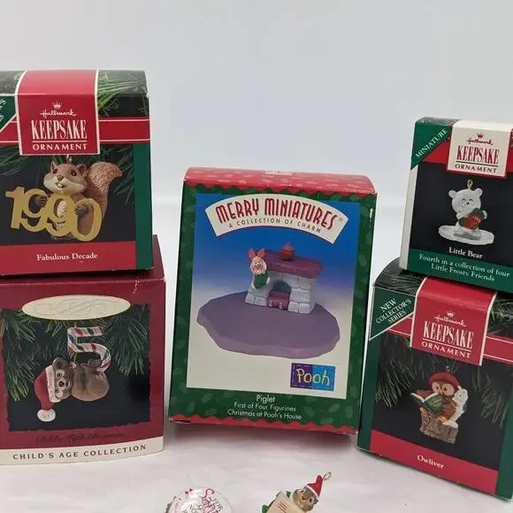 Hallmark Ornaments Keepsake Vintage Age Collection Chipmunk Pooh Piglet W/Boxes - Picture 6 of 12